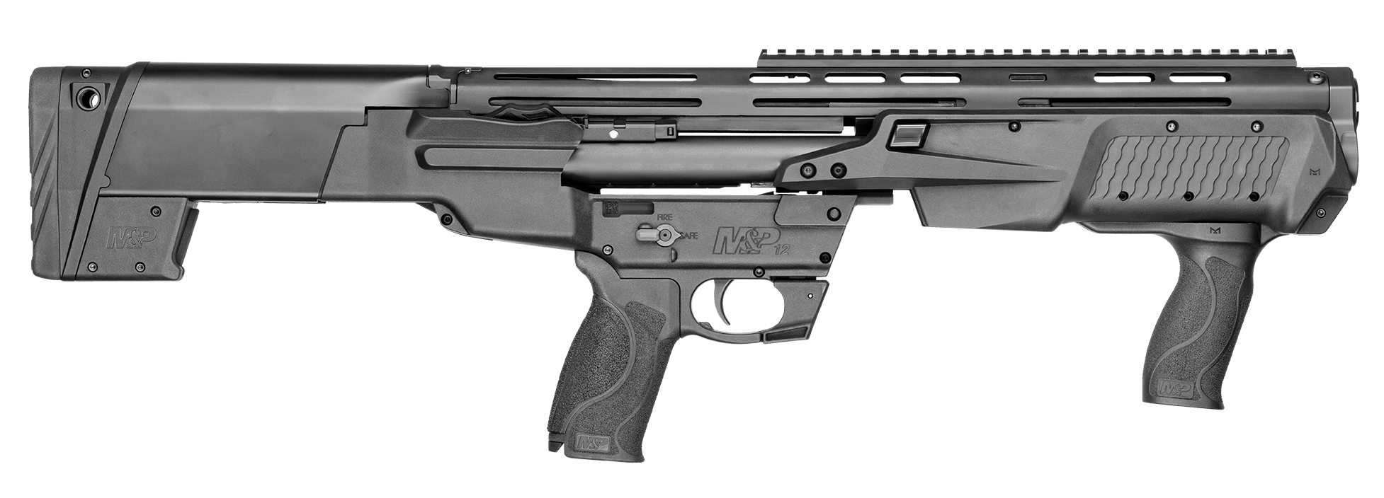 Smith & Wesson 12490 M&P Bullpup 12 Gauge Pump 3" 7+1 (2.75") 19" Black Oxide Smooth Bore/Threaded Barrel, Matte Black Receiver, Black Fixed Bullpup Stock, Black w/Interchangeable Backstrap Grip
