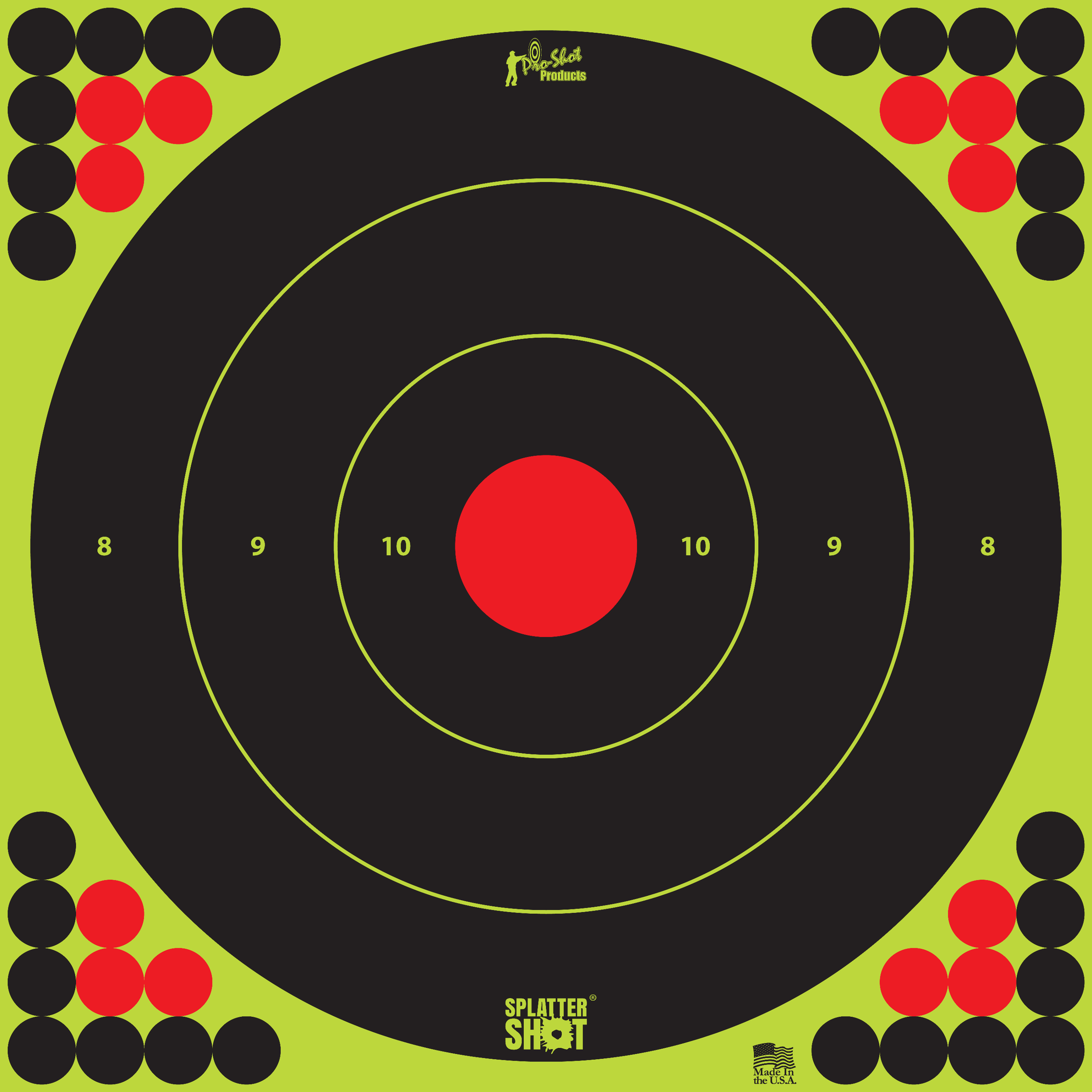 Pro-Shot LONGRANGE172 SplatterShot  Self-Adhesive Paper Black/Green/Red 17.25" Bullseye 5 Pack
