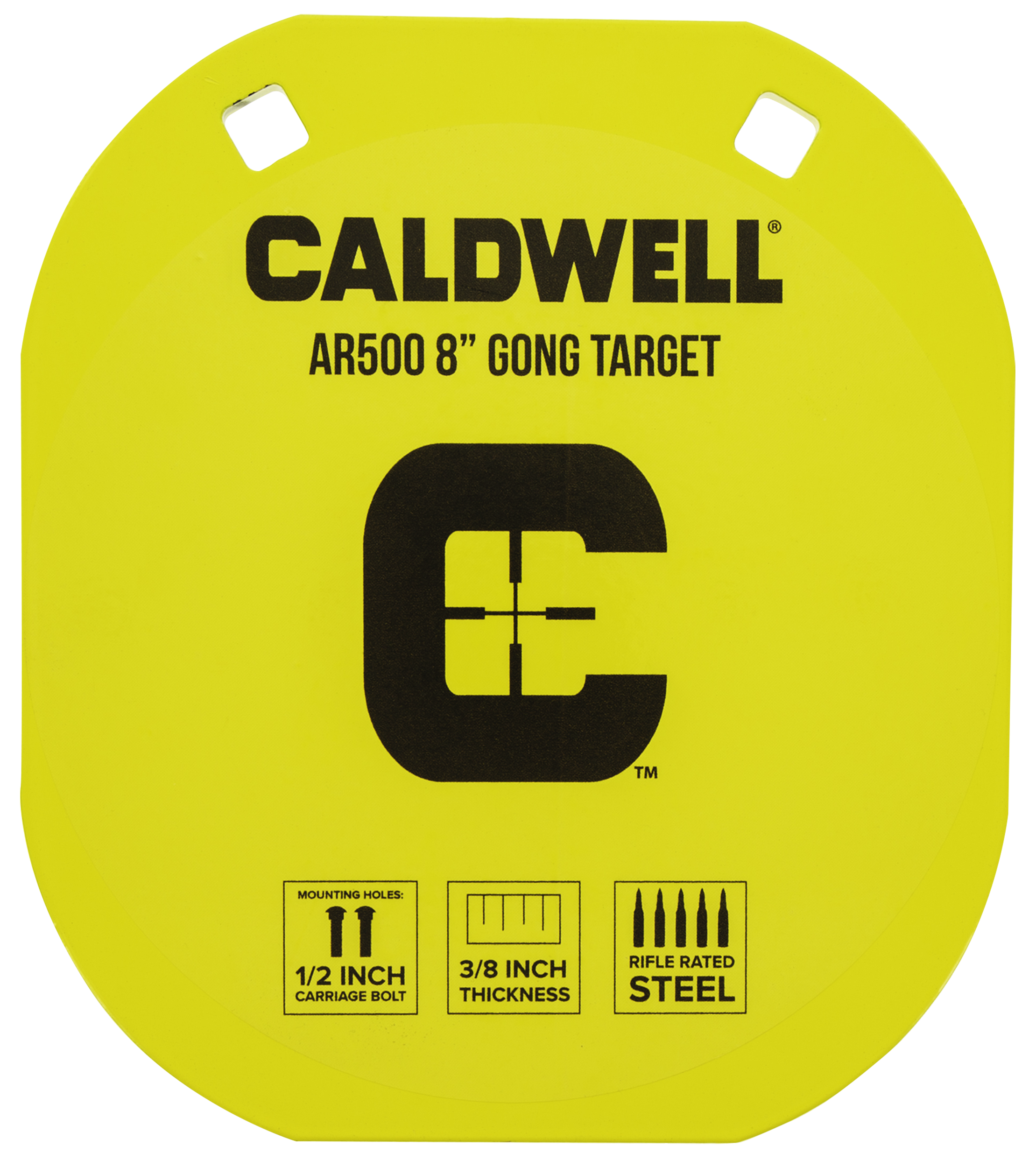 Caldwell 1116703 Gong 8" Yellow AR500 Steel 0.38" Thick Hanging