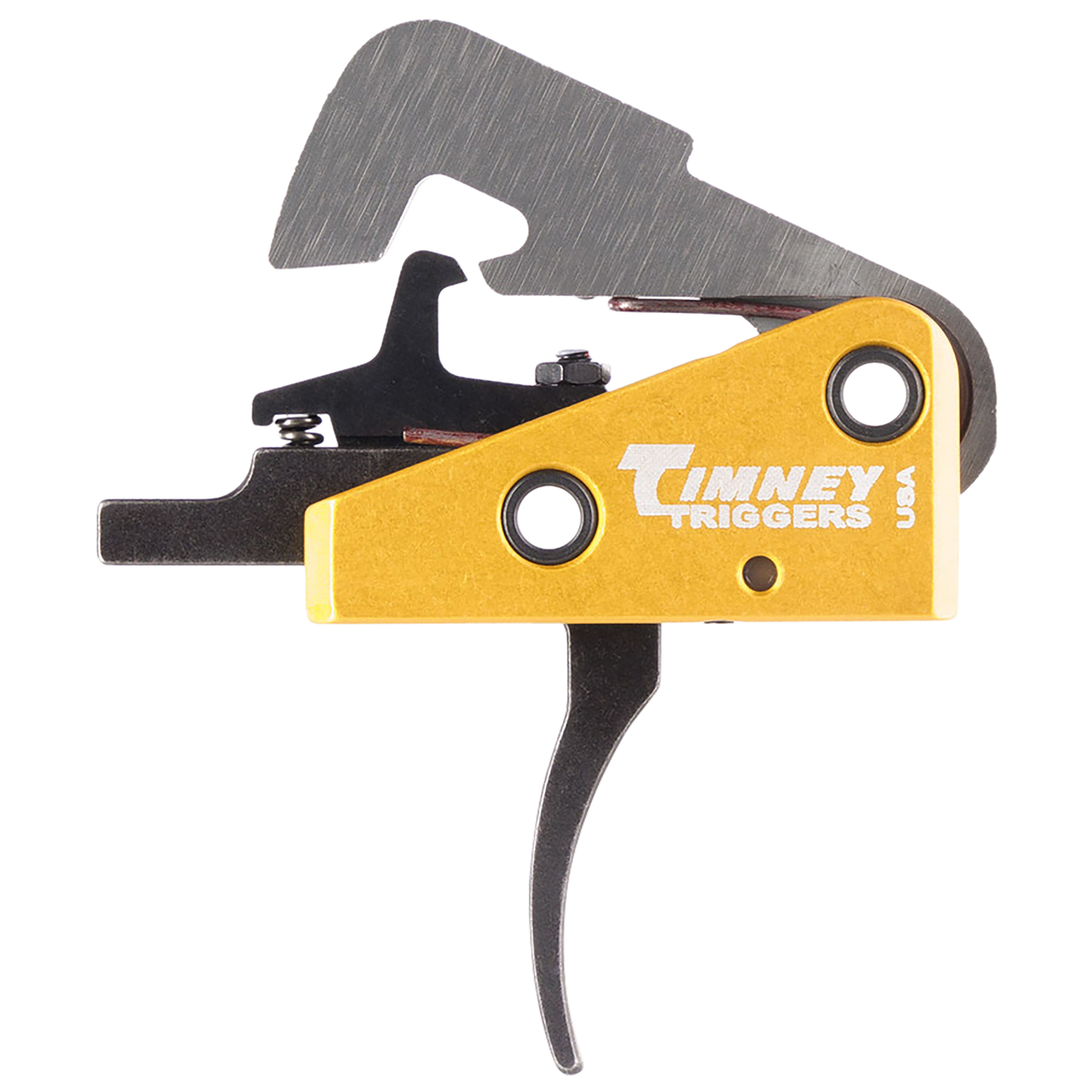 Timney Triggers 670 Competition Trigger Single-Stage Curved Trigger with 4 lbs Draw Weight & Black/Gold Finish for AR-10