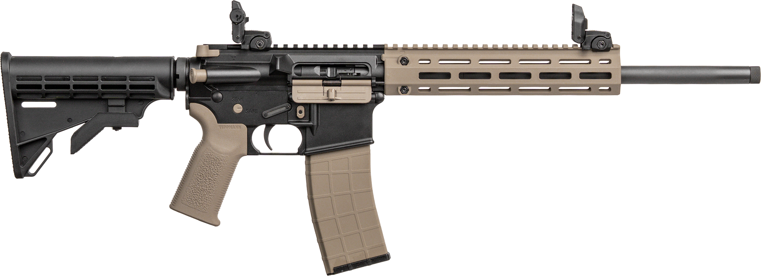 Tippmann Arms A101224 M4 LTE MSR 22 LR 25+1 16" Black Parkerized Threaded Barrel, Flat Dark Earth Aluminum Receiver w/Picatinny Rail, M-LOK Handguard, Black Adj CAR15 Polymer Stock, FDE Gen2 Grip, Rig