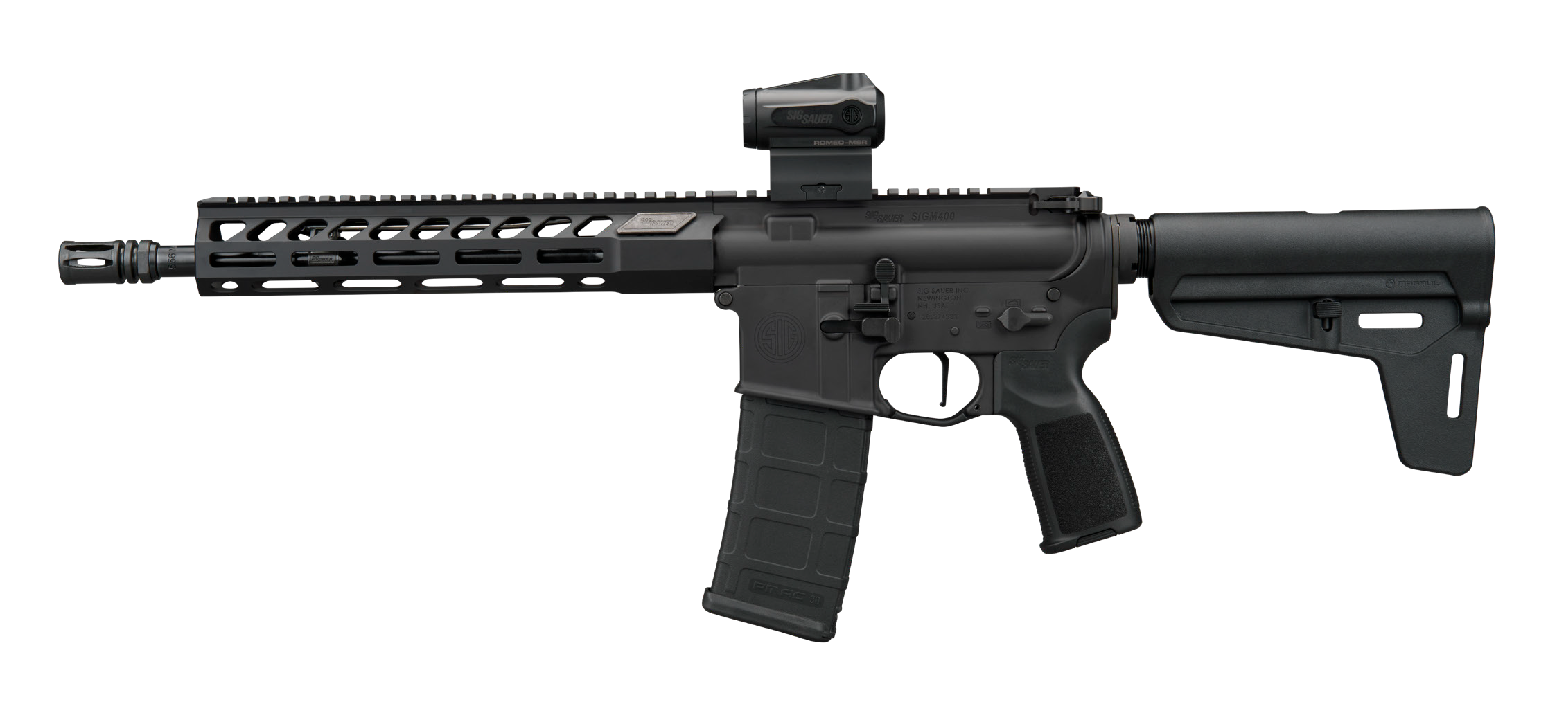 Sig Sauer RM400556N11BFORGE M400 Forge 5.56 NATO 30+1 11.50" Black Anodized Alloy Receiver w/Picatinny Rail, Black Polymer Magpul BSL Arm Brace, Black Polymer Grip, Sig ROMEO MSR Gen II Red Dot