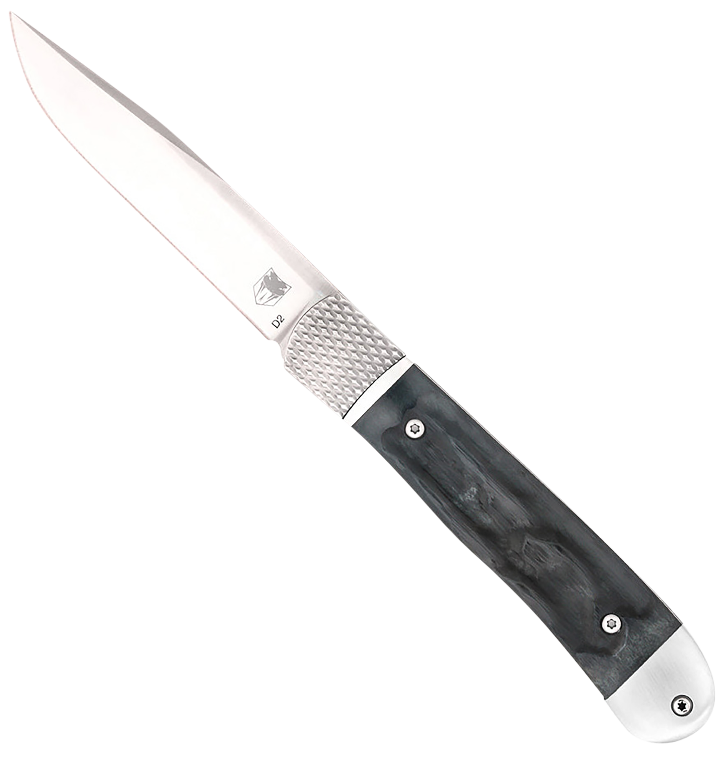 CobraTec Knives CTTHRBLK Trapper Hidden Release 3.12" OTS Drop Point Plain Satin D2 Steel Blade, 4.25" Black Bone Scales Handle