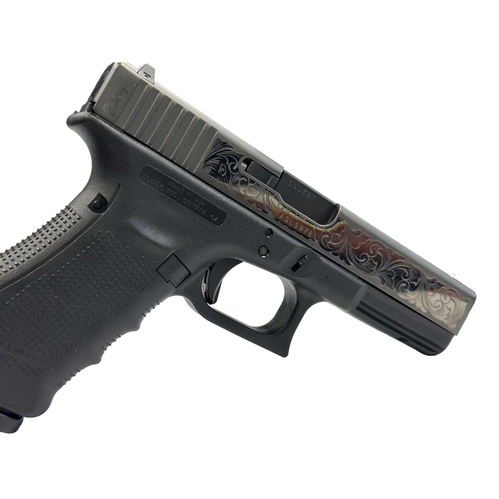 GLOCK G17 GEN 4 9MM PISTOL BLACK DLC SCROLL ENGRAVED 17RD