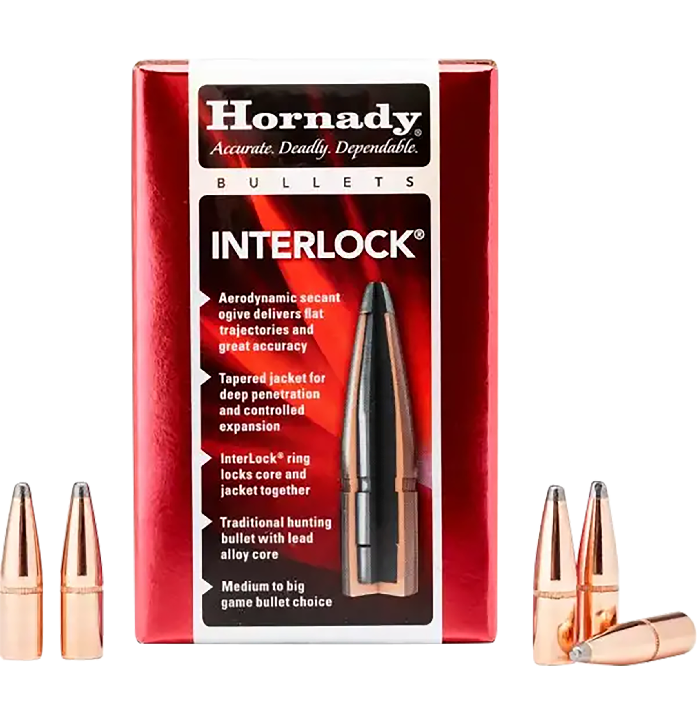 Hornady 4503 InterLock 45 Cal .458 350 gr Flat Point 50 Per Box/ 15 Case