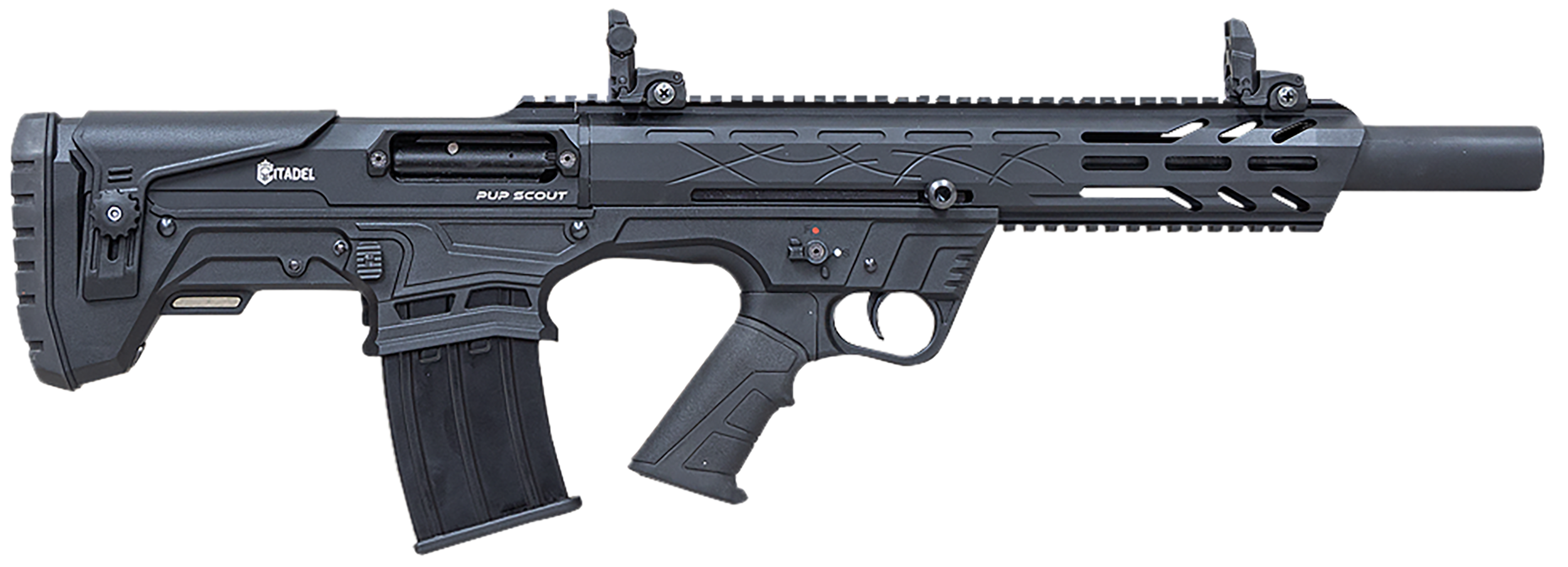 Citadel FRPS1218 Pup Scout  12 Gauge Semi-Auto 3" 5+1 18.50" Black Steel Barrel, Black Picatinny Rail Aluminum Receiver, Picatinny Handguard, Black Adj Cheek Riser Synthetic Stock