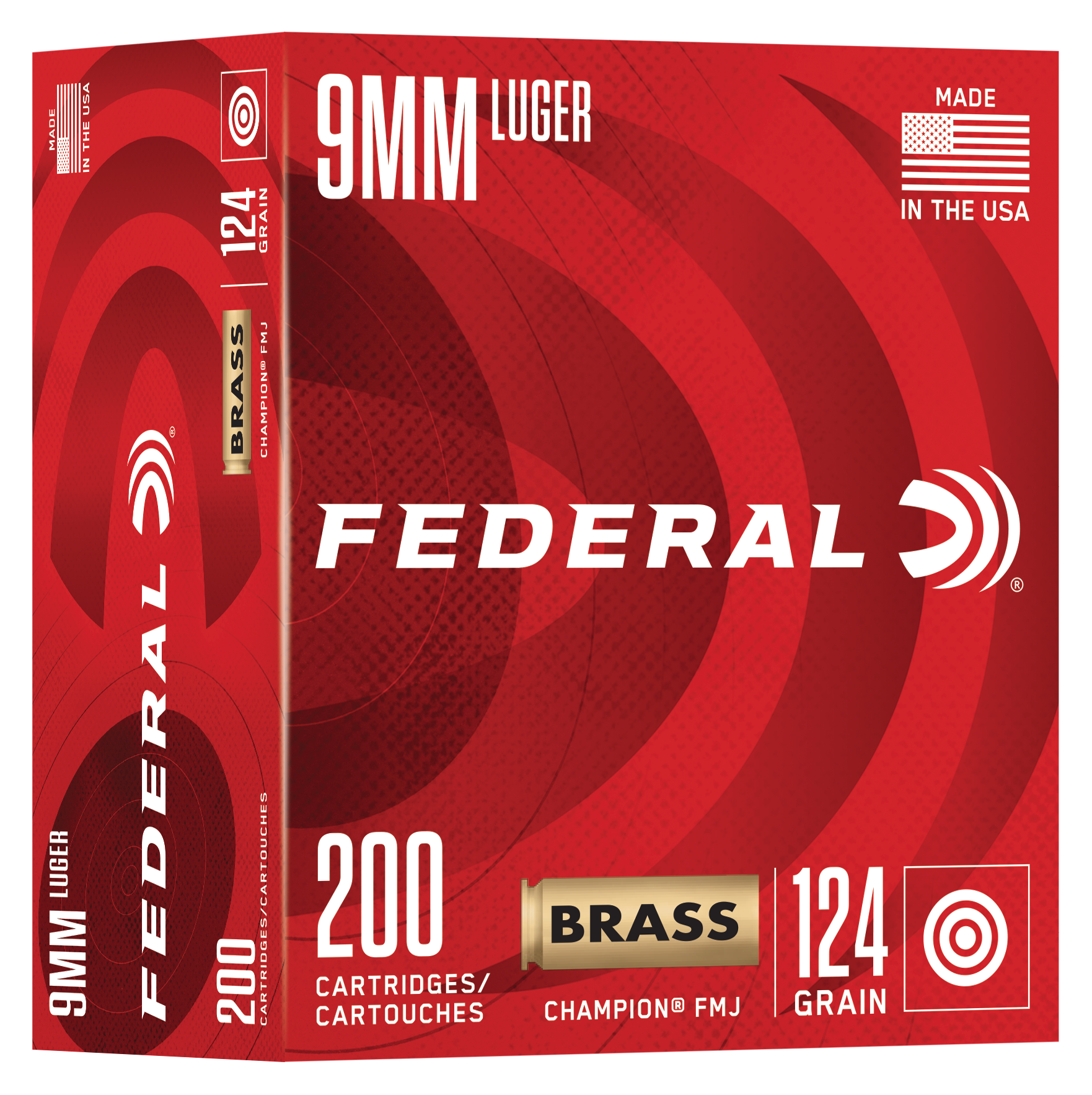 Federal C9124A200   9mmLuger 124gr Full Metal Jacket 200/Box