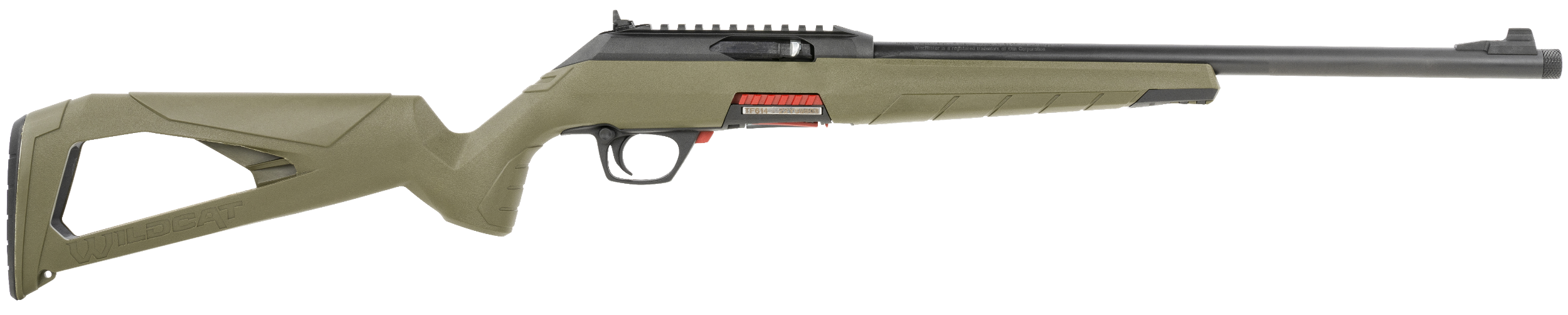 Winchester Repeating Arms 521140102 Wildcat SR Full Size 22 LR 10+1 16.50" Matte Blued Threaded Sporter Barrel, Picatinny Rail Matte Black Polymer Receiver, OD Green Skeletonized Synthetic Stock, Ambi