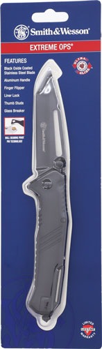 S&W KNIFE EXTREME OPS 3" TANTO W/GLASS BREAKER BLACK/BLACK