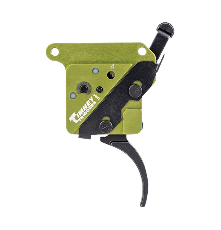 Timney Triggers 510V2THIN Elite Hunter  Thin Curved Trigger with 3 lbs Draw Weight & Black/Green Finish for Remington 700 Right