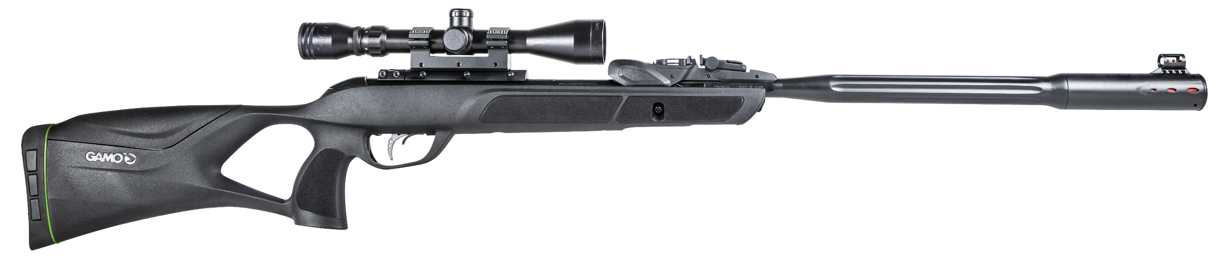 Gamo 611006335554 Swarm Fusion 10X Gen 3 Gas Piston 22 10rd Shot Black Black Fluted Steel Barrel Black Receiver Black All Weather Lightweight Thumbhole Stock Scope 3-9x40mm