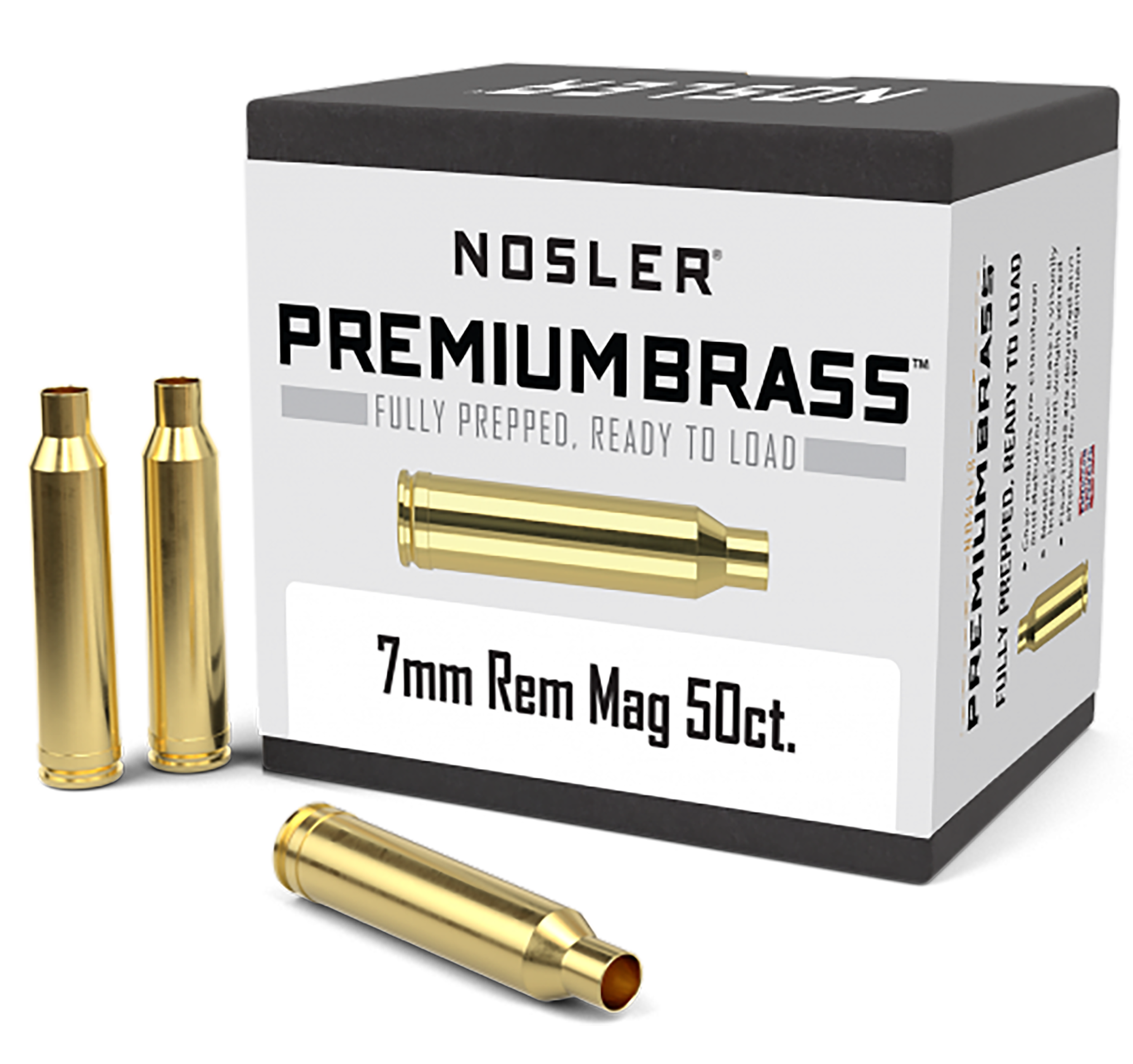 Nosler 10185 Premium Brass Unprimed Cases 7mmRemMag Rifle Brass 50/Box