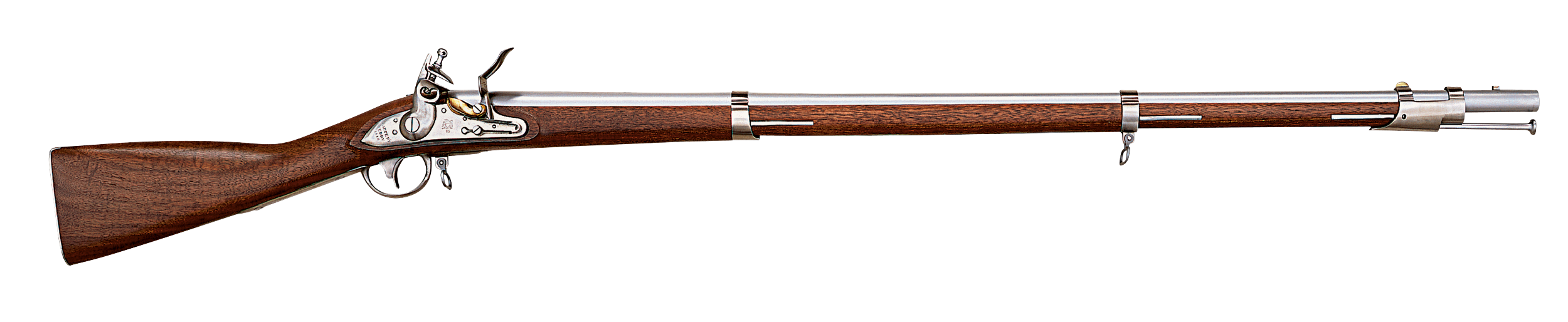 Taylors & Company 210091 1816 Harpers Ferry Pedersoli Flintlock 41.75" White Steel Round Barrel & Receiver, Fixed Walnut Stock