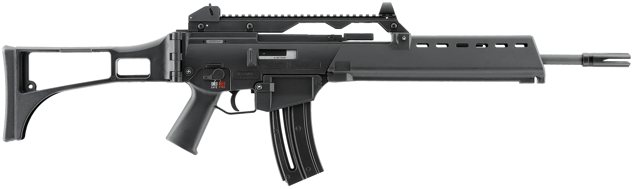 HK 81000994 G36  22 LR 20+1 18.13" Black Barrel w/Flash Suppressor, Black Receiver w/Picatinny Rail, Black Folding Synthetic Stock, Black Polymer Grip