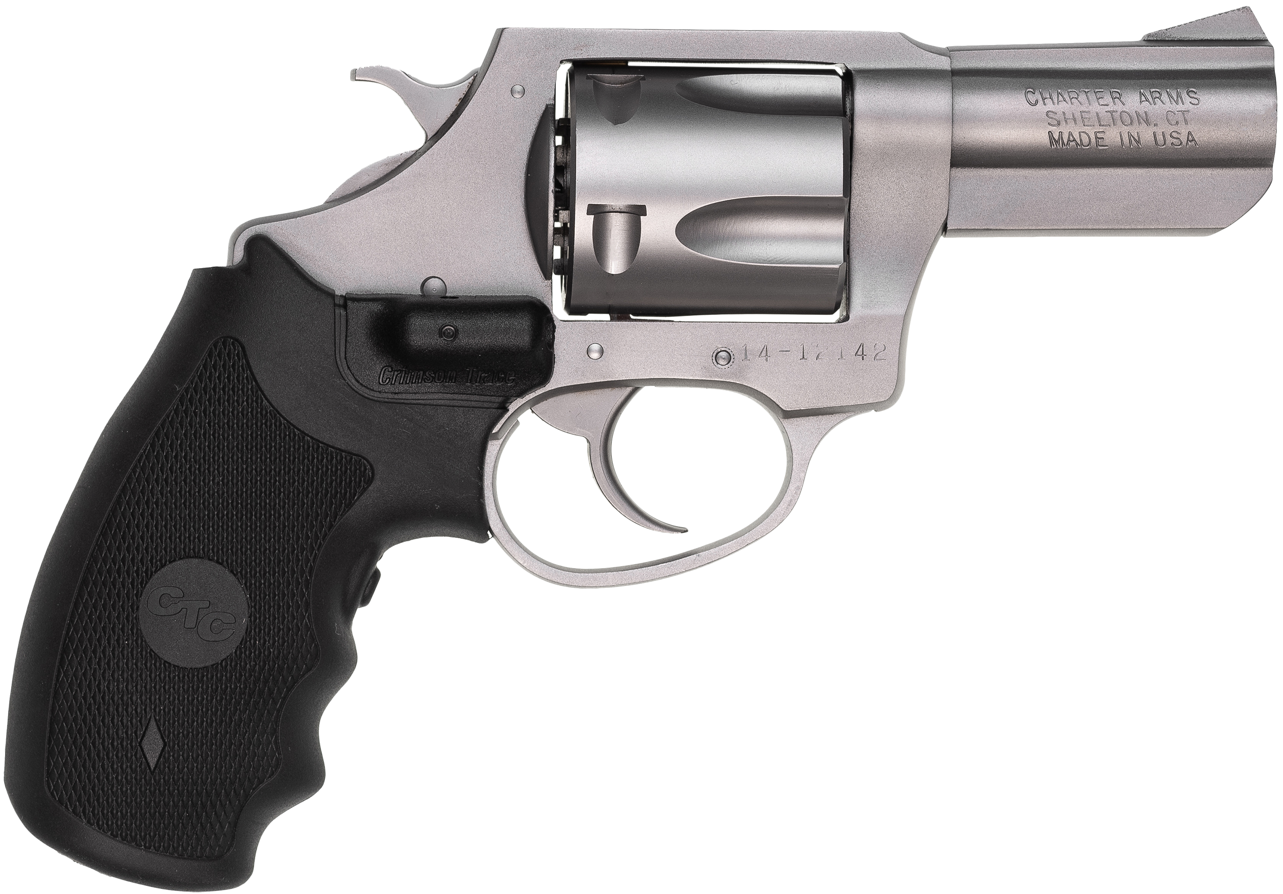 Charter Arms 74424 Bulldog  Large 44 Special, 5 Shot 2.50" Matte Stainless Steel Barrel, Cylinder & Frame w/ Black Crimson Trace Laser Grip