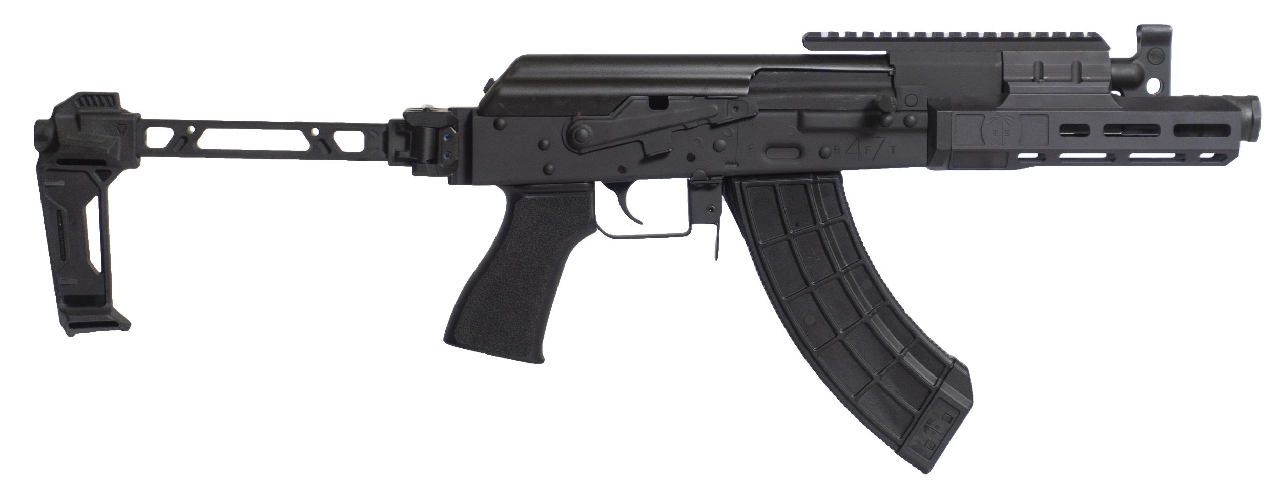 Century Arms HG8007N Draco Tactical 7.62x39mm 30+1 7.50" Black Barrel w/Linear Compensator, M-LOK Handguard, Black Receiver w/Picatinny Rail, Black SB Bi-Folding Pistol Brace