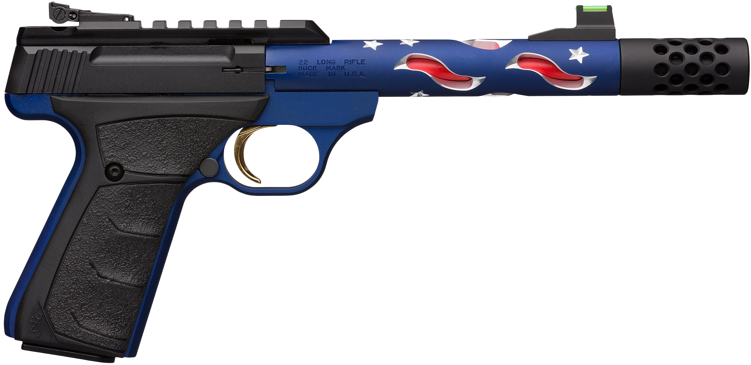 Browning 051572490 Buck Mark Plus SR 22 LR 5.87" Vision MB 10+1 Blue Anodized Matte Black Aluminum Slide Black Ultragrip FX Grip (Americana Themed)