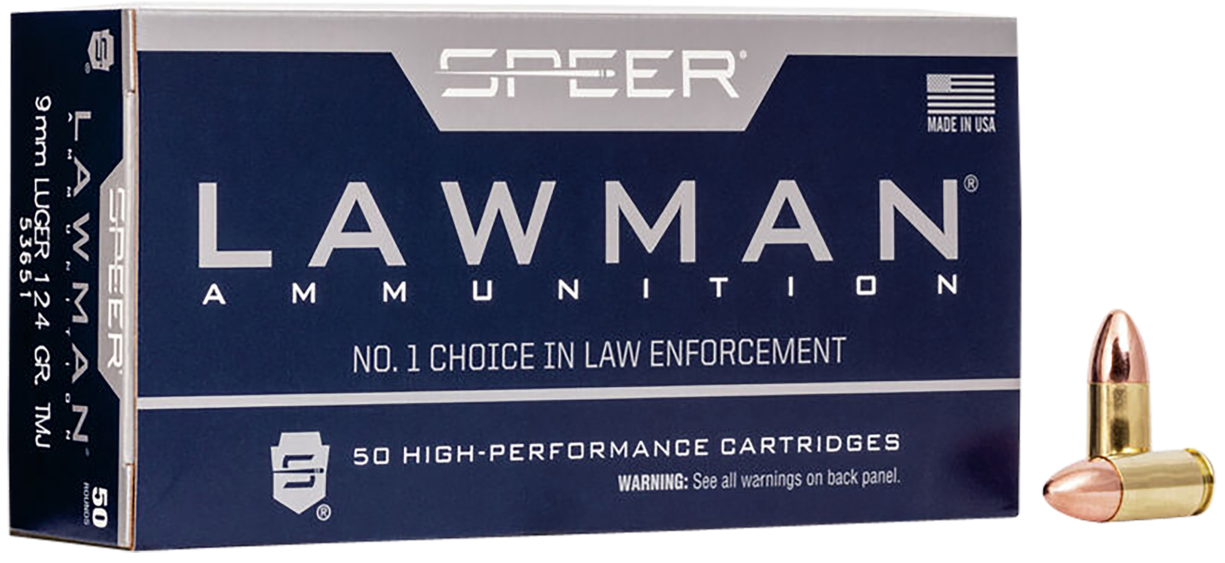 Speer 53651 Lawman  9mmLuger 124gr Total Metal Jacket 50 Per Box/20 Case