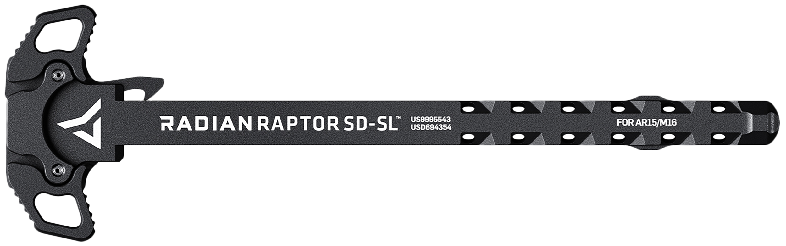 Radian Weapons R0278 Raptor SD-SL Ambi Charging Handle, Black, Slim Line Handles, Gas Ported Shaft, Fits Mil-Spec AR-15/M16 Platform