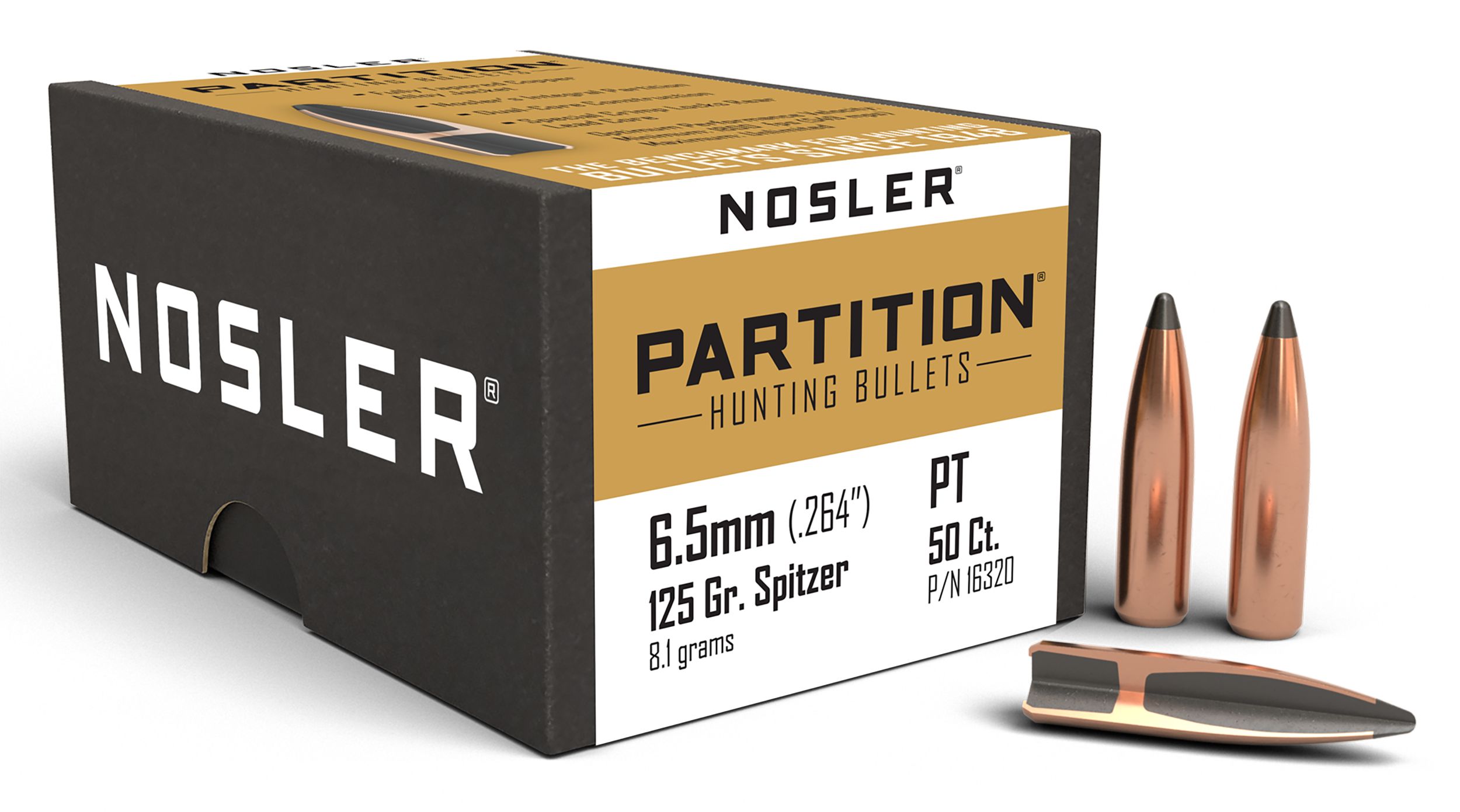 Nosler 16320 Partition  6.5 Creedmoor 125gr Partition Spitzer 50/Box