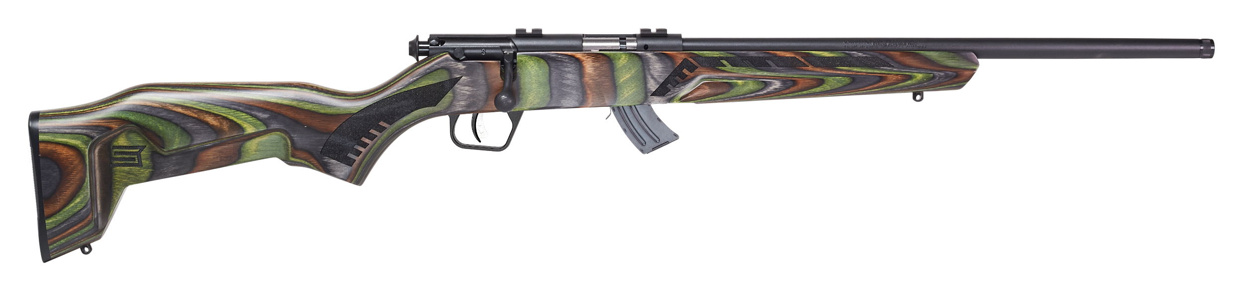 Savage Arms 26736 Mark II Minimalist Full Size 22 LR 10+1 18" Matte Black Threaded Barrel, Matte Black Drilled & Tapped Carbon Steel Receiver, Green Boyd's Minimalist Laminate Stock, Right Hand