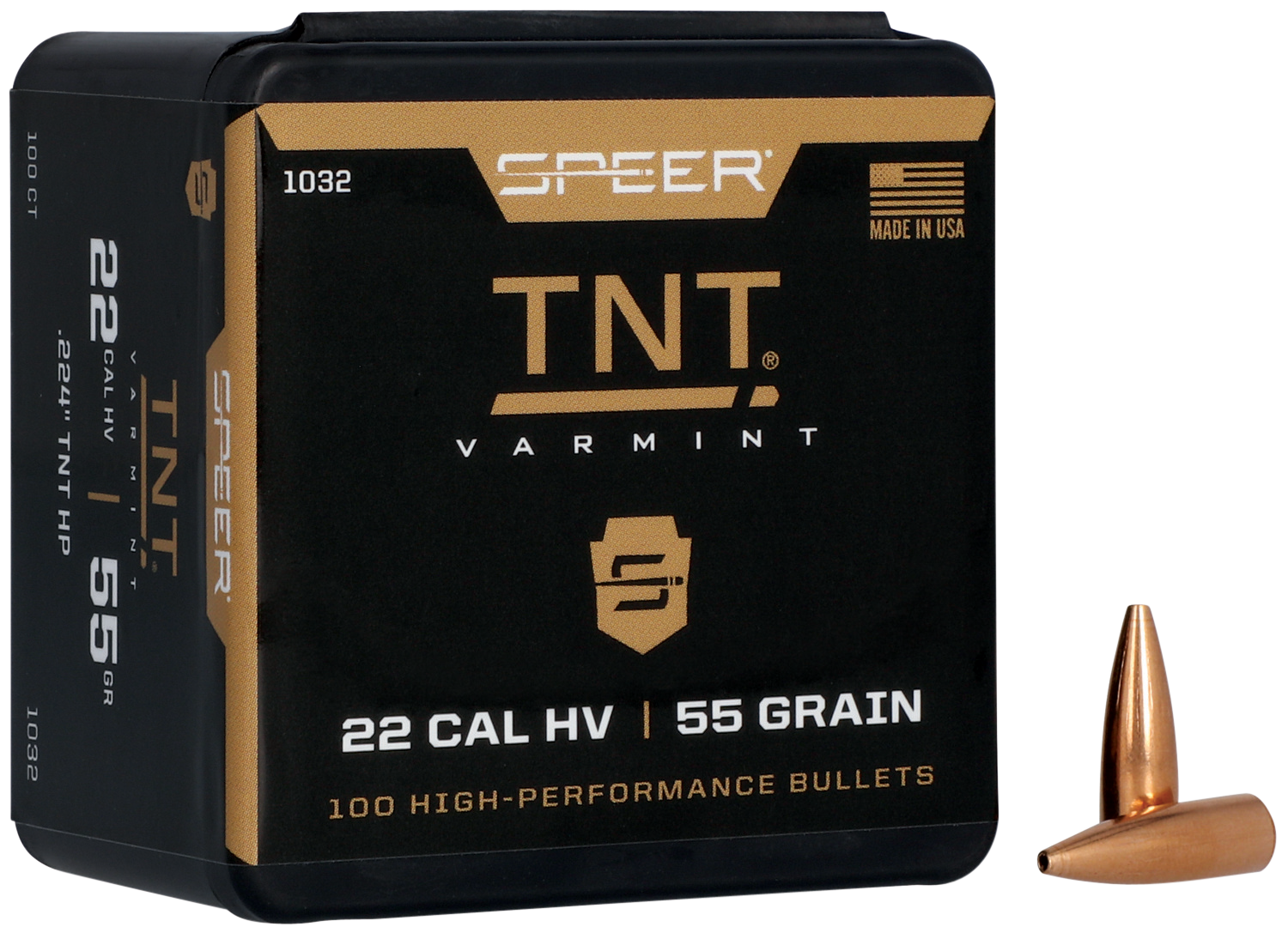Speer 1032 TNT  22Cal 55gr Jacketed Hollow Point 100 Per Box/5 Case