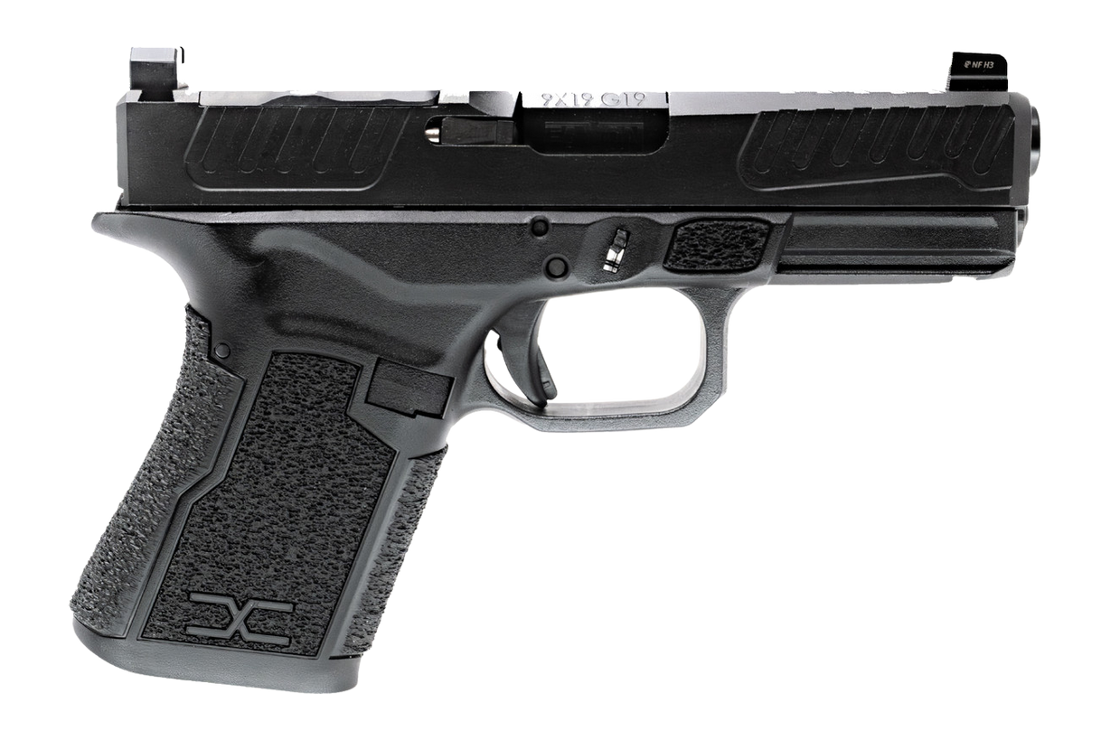 Faxon Firearms FX19D02 FX-19 Duty Gen 2 Compact Frame 9mm Luger Black DLC Stainless Steel Optic Ready/Serrated Slide, Black Polymer Frame w/Picatinny Rail, Black Textured Grip