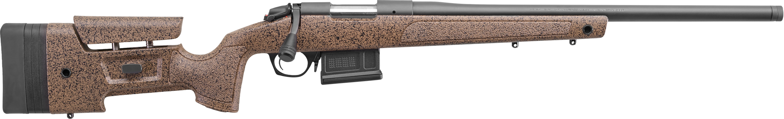 Bergara Rifles B14S3514C B-14 HMR 22 Creedmoor 5+1 20" Graphite Black Cerakote Threaded Barrel & Drilled & Tapped Receiver, Tan w/Black Flecks Adj Cheek & LOP Mini-Chassis Synthetic Stock, Right Hand