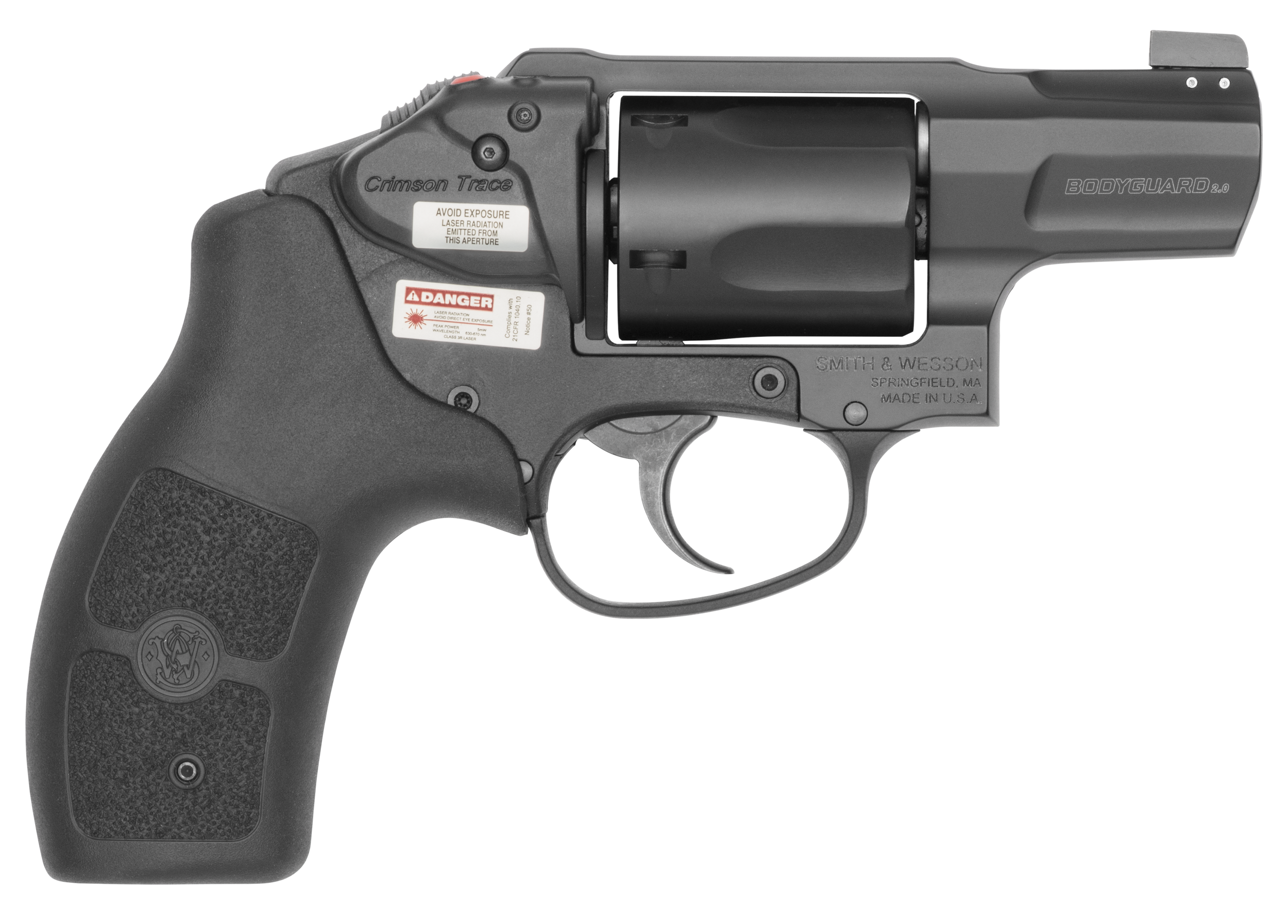 Smith & Wesson 14508 Bodyguard 2.0 w/Laser Small 38 Special +P 5 Shot 1.88" Black Stainless Steel Barrel, Black PVD Cylinder, Black Aluminum Alloy Frame, Black Polymer Grip, Crimson Trace Laser, Conce