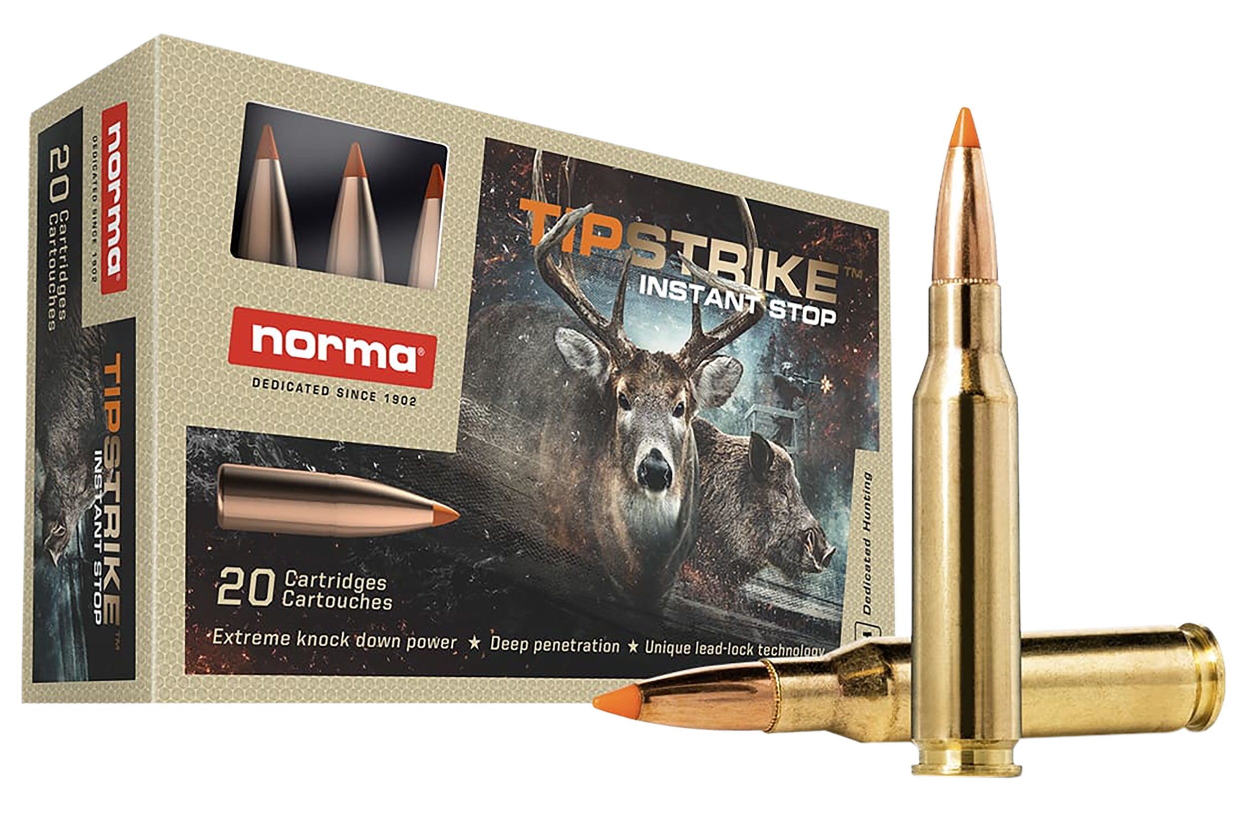 Norma Ammunition 20170362 Dedicated Hunting Tipstrike 7mm-08Rem 160gr Polymer Tip 20 Per Box/10 Case