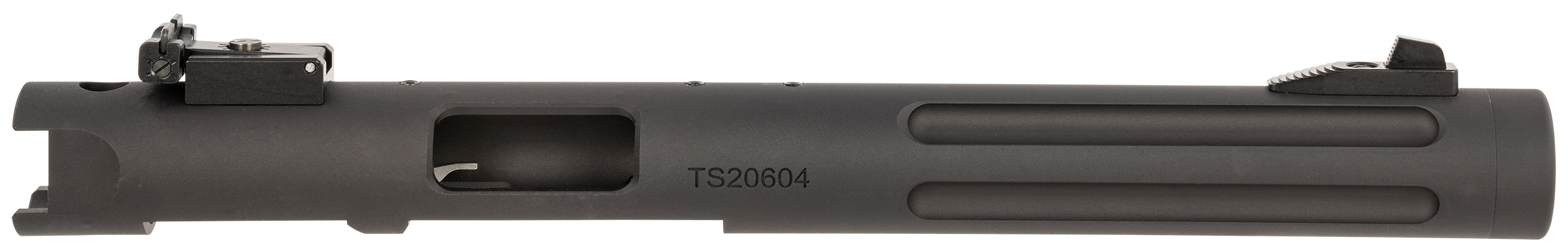 Tactical Solutions PL6TEMBRF Pac-Lite Barrel & Receiver 22 LR 6" Fluted Threaded Black Anodized Chrome Moly Steel, Fits Ruger 22/45/Mark I/II/III
