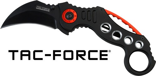 MC TAC-FORCE 2.5" HAWKBILL BLADE FOLDER BLACK/RED!
