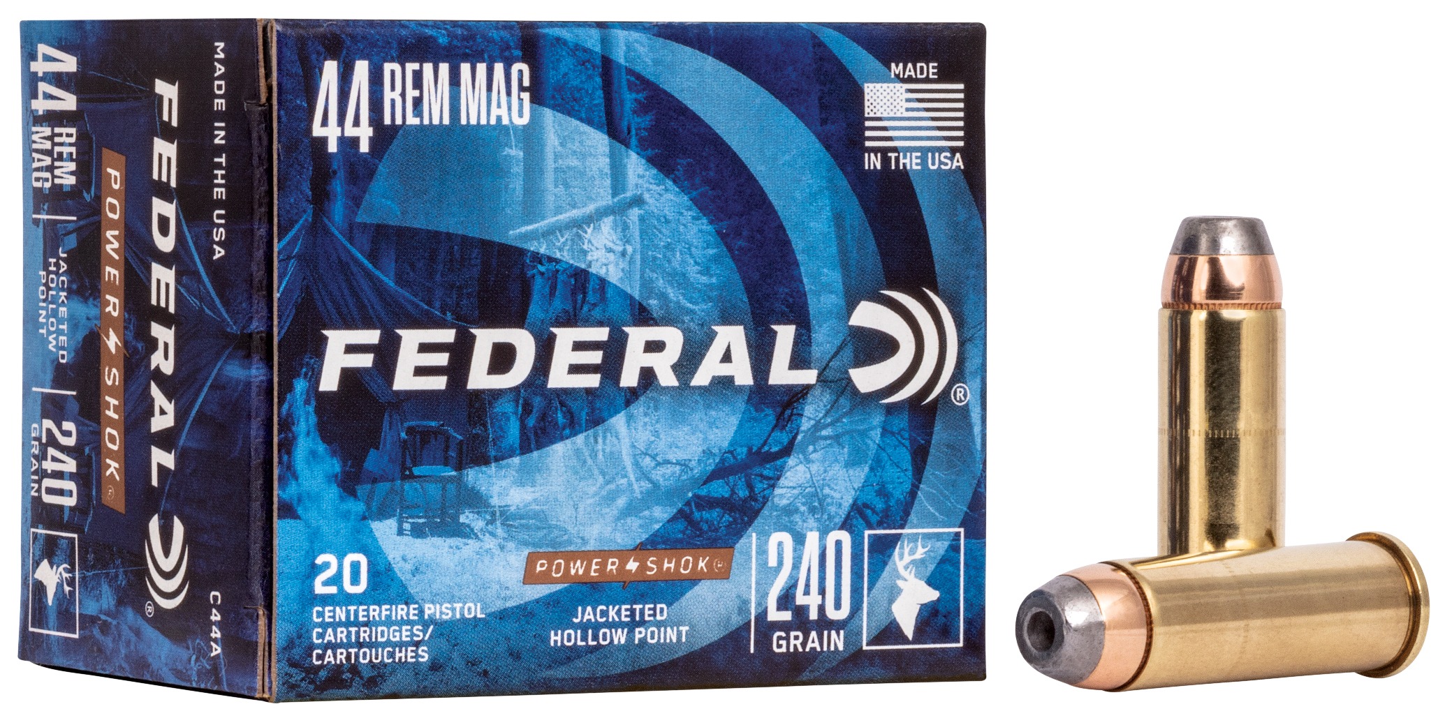 Federal C44A Power-Shok Handgun 44RemMag 240gr Jacketed Hollow Point 20 Per Box/25 Case