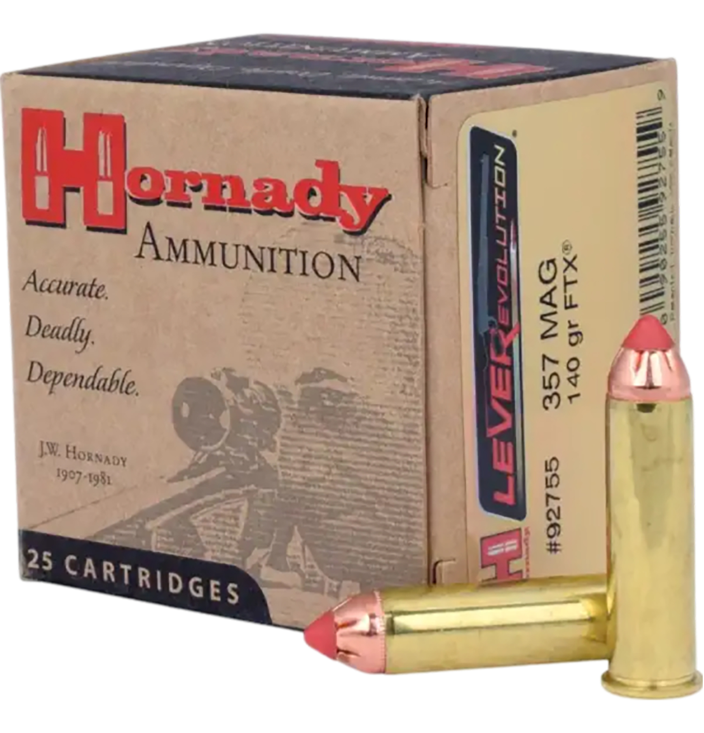 Hornady 92755 LEVERevolution  357Mag 140gr Hornady Flex Tip eXpanding 25 Per Box/10 Case