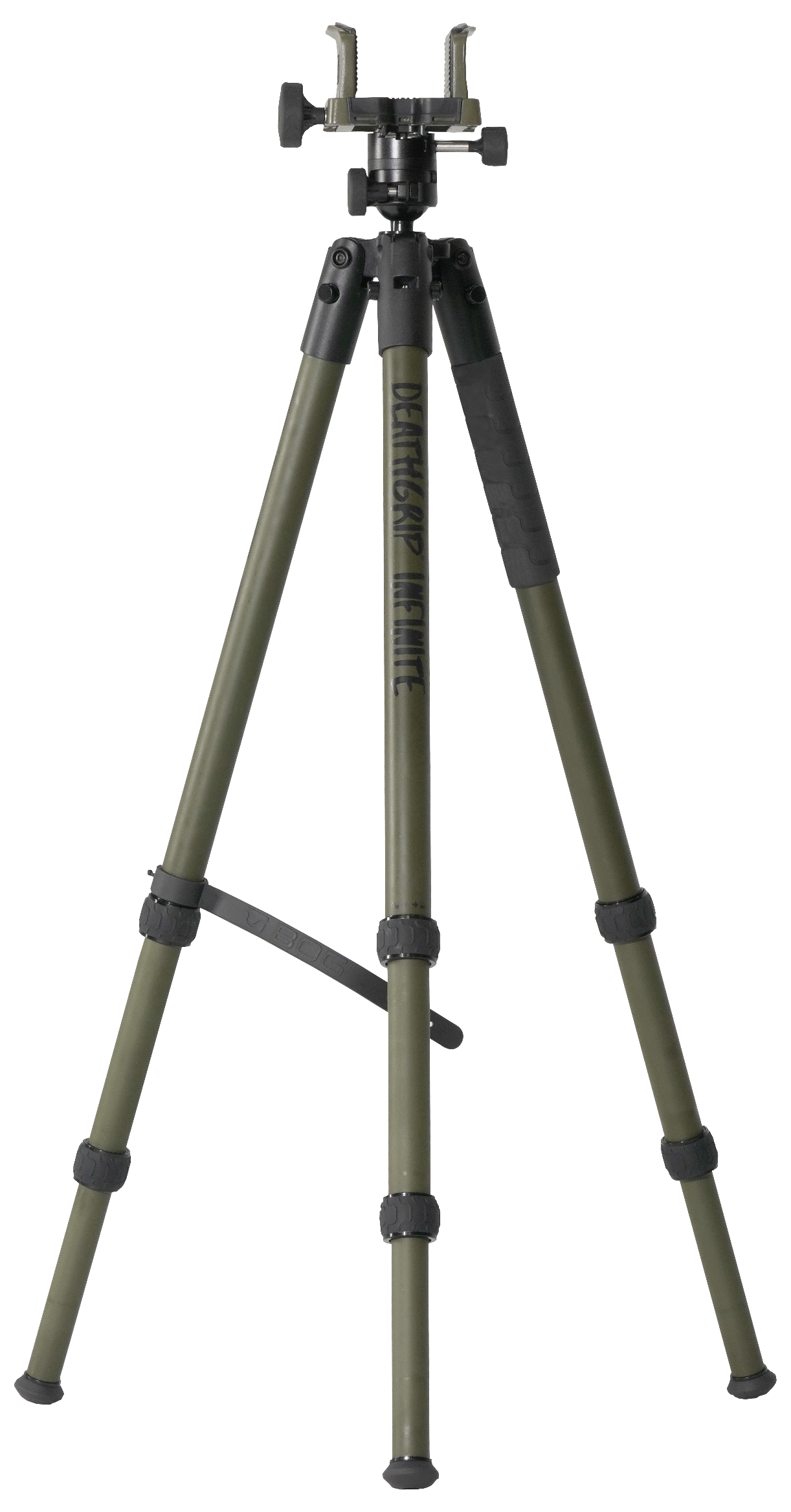 Bog-Pod 1159188 DeathGrip Infinite Tripod, Aluminum with Black/OD Green Finish, Ball Head Mount, Hybrid Foot & DeathGrip Clamping System 6.5"-59"