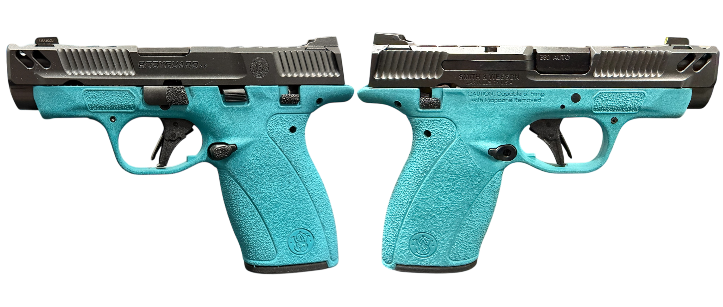 SMITH & WESSON PC BODYGUARD 2.0 CARRY COMP AZTEC TEAL FRM 380ACP PISTOL 3.1" M.S 1-10RD, 1-12RD MAG