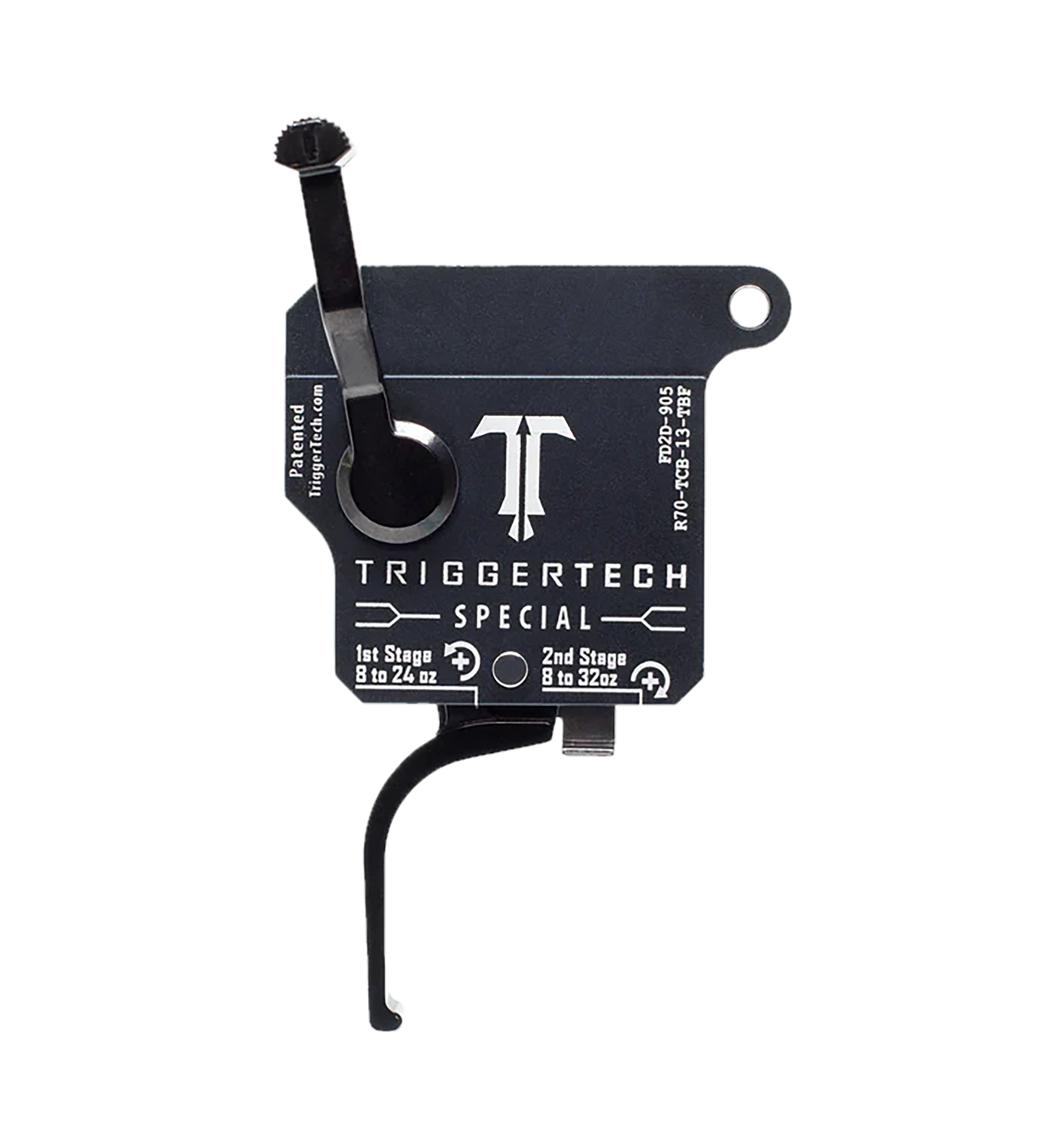 TriggerTech R70TCB13TBF Special  Two-Stage Flat Trigger with 1-3.50 lbs Draw Weight Black Finish for Remington 700 Right