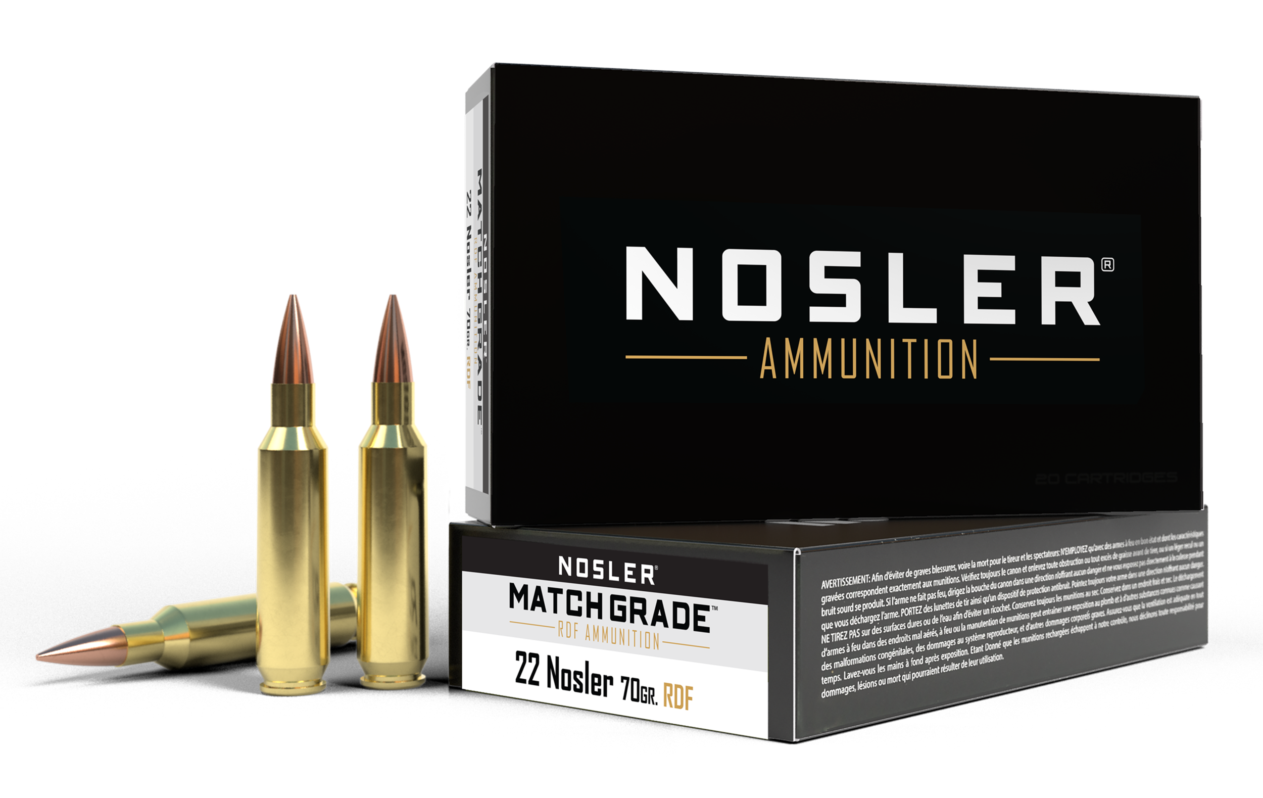 Nosler 60124 Match Grade RDF 22Nosler 70gr RDF Hollow Point Boat Tail 20 Per Box/10 Case