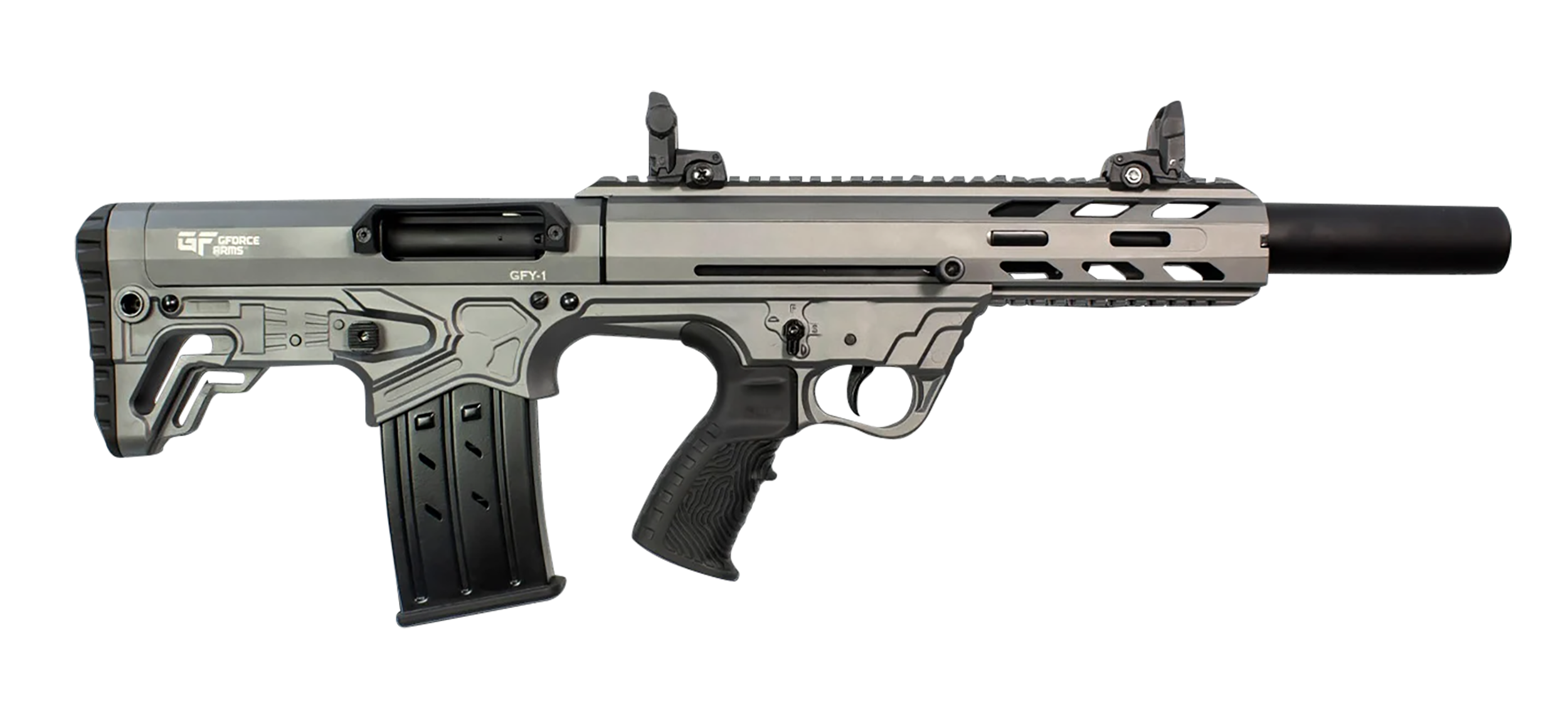 Gforce Arms GFY11220TG GFY-1 USA 12 Gauge Semi-Auto 3" 5+1 18.50" Black Threaded Barrel, Tactical Gray Cerakote Aluminum Receiver w/Picatinny Rail, Gray Bullpup Polymer Stock, Polymer Grip