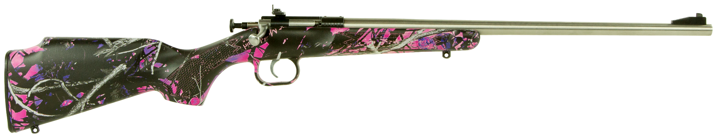 Crickett KSA2167 Youth  22 LR 1rd 16.12" Stainless Steel Barrel, Fixed Front/Adjustable Rear Peep Sights, Hydro Dipped Muddy Girl Synthetic Stock w/11.5" LOP, Rebounding Firing Pin Safety