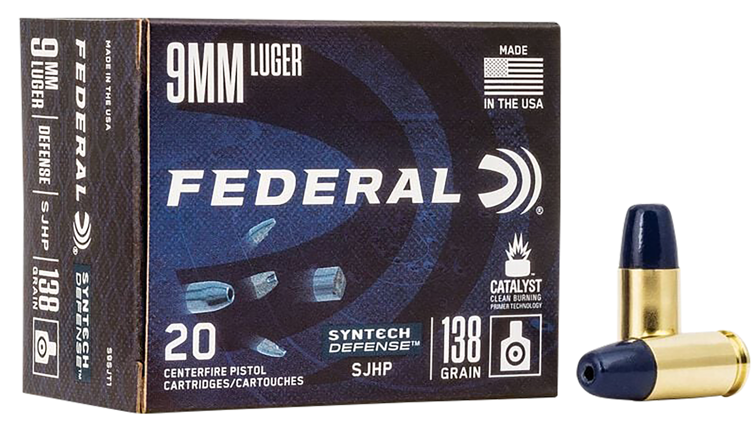 Federal S9SJT1 Syntech Defense 9mmLuger 138gr Segmented Jacketed Hollow Point 20 Per Box/10 Case