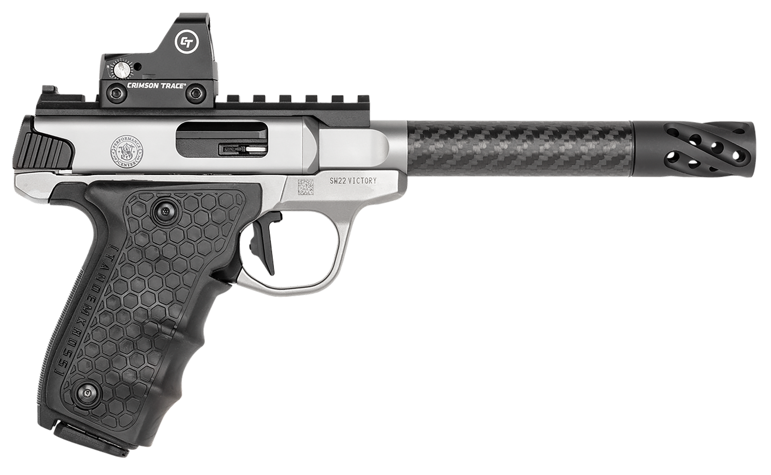 Smith & Wesson 12081 Performance Center Victory Target 22 LR 6" CF MB 10+1 Stainless Steel Tandemkross Black HiveGrip with Integrated Target Thumb Rest Grip Red Dot