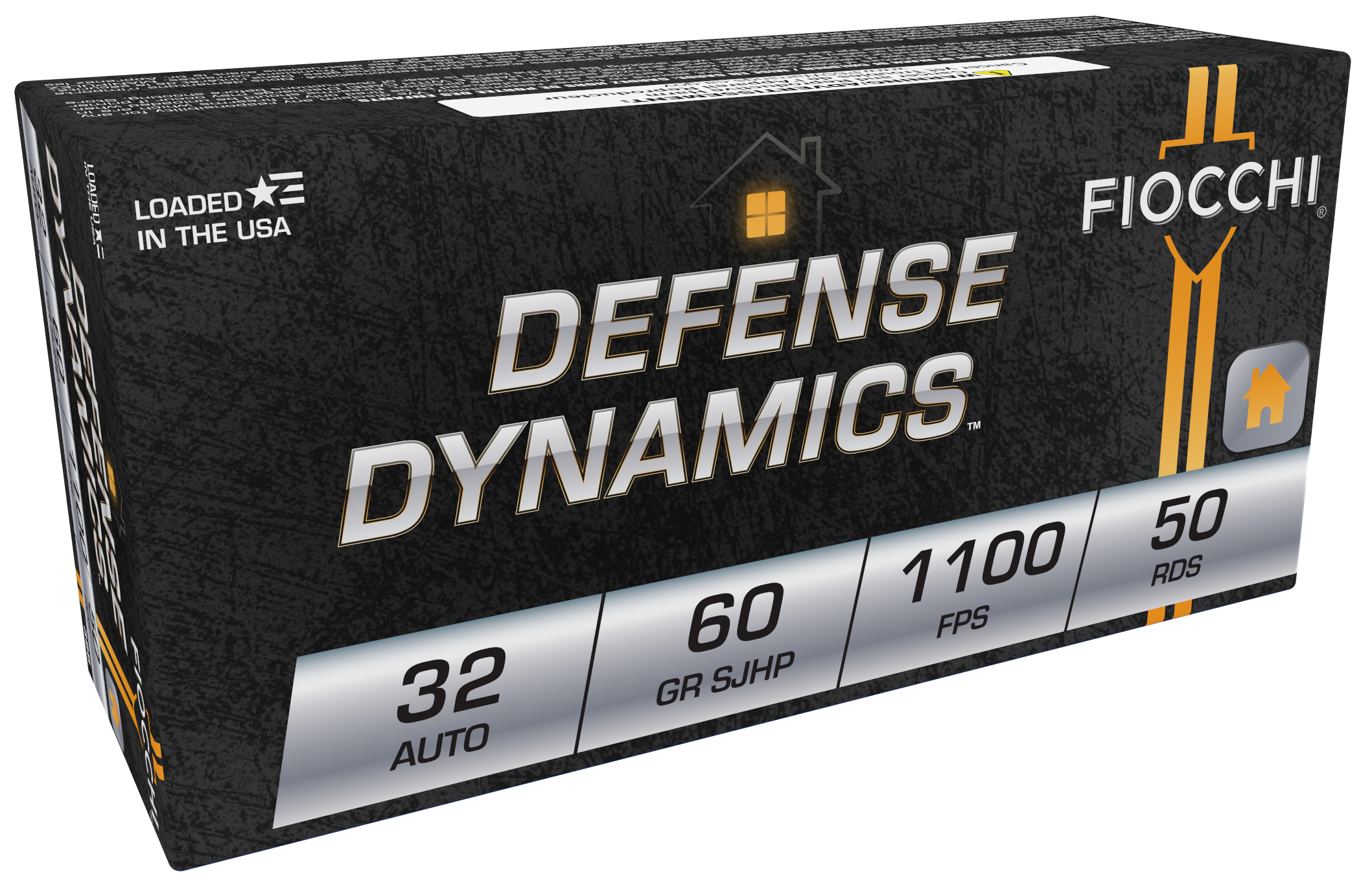 Fiocchi 32APHP Defense Dynamics  32ACP 60gr Jacketed Hollow Point 50 Per Box/20 Case