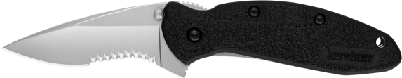 Kershaw 1620ST Scallion  2.40" Folding Drop Point Part Serrated Bead Blasted 420HC SS Blade Black Glass-Filled Nylon  Handle Includes Pocket Clip