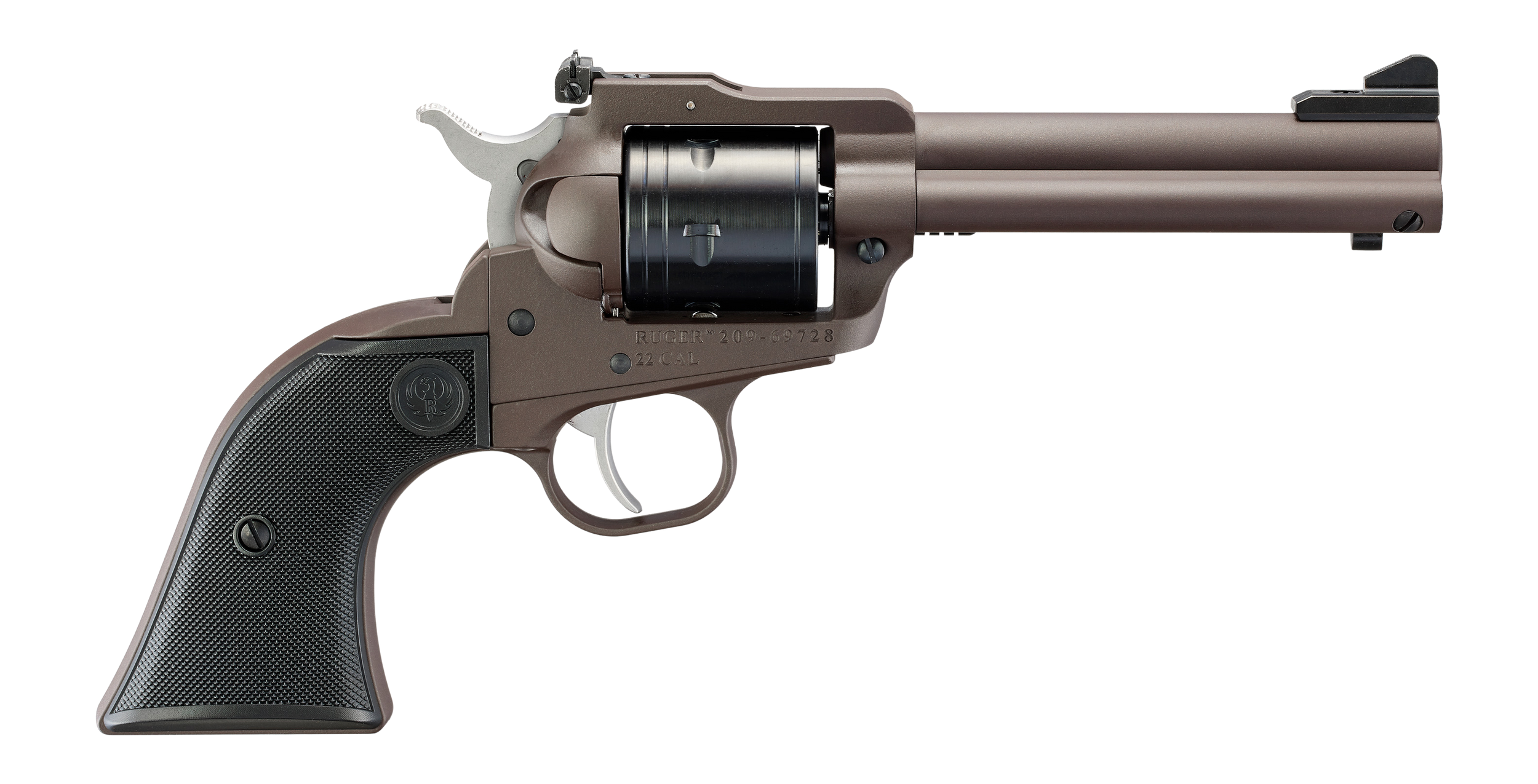 Ruger 2071 Super Wrangler 250th Anniversary 22 LR/22 WMR 6 Shot 4.62" Dark Bronze Cerakote Steel Engraved Barrel, Steel Frame, Checkered Synthetic Grip, Transfer Bar Safety, Exposed Hammer