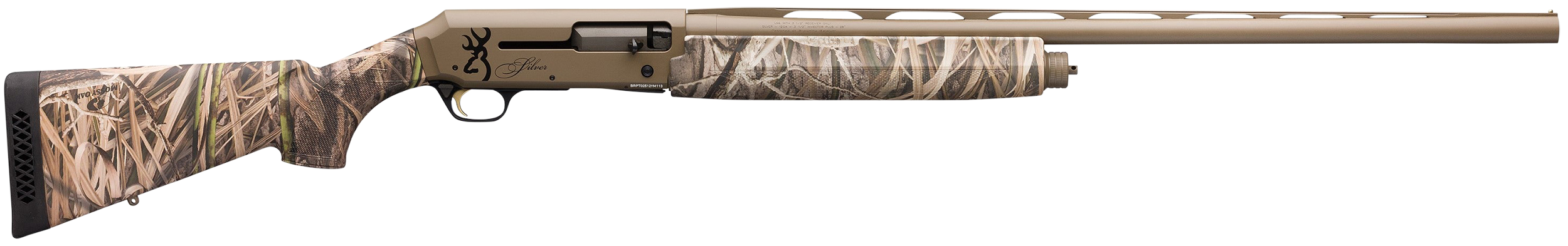 Browning 011428204 Silver Field 12 Gauge 3.5" 4+1 28" Barrel, Flat Dark Earth Cerakote Finish, Mossy Oak Shadow Grass Habitat Synthetic Stock