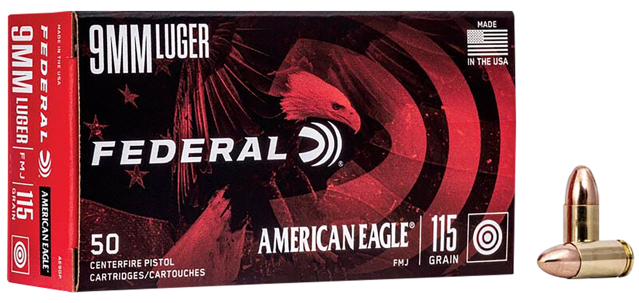 Federal AE9DP American Eagle Handgun 9mmLuger 115gr Full Metal Jacket 50 Per Box/20 Case