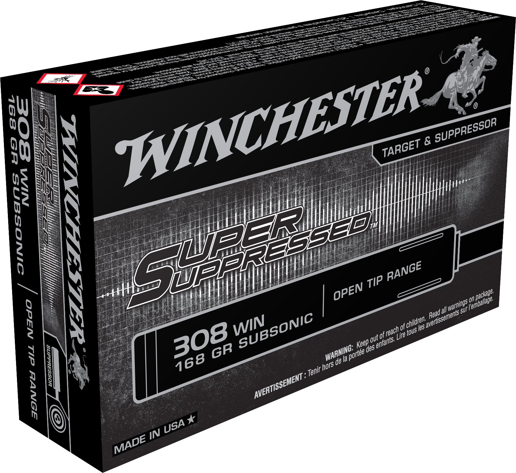 Winchester Ammo SUP308 Super Suppressed  308Win 168gr Open Tip Range 20 Per Box/10 Case