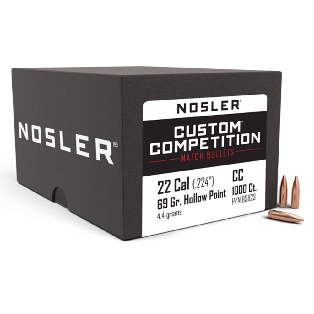 Nosler Custom Competition Bullets .22 cal .224" 69 gr HPBT 1000/ct