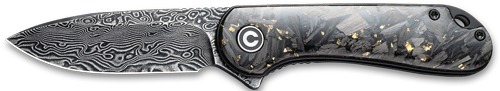 CIVIVI KNIFE ELEMENTUM 2.96" SHREDDED CBN FBR/GOLDEN DMSCS